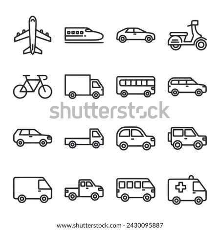 Transport icon set isolated on white