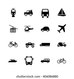 Transport icon set on white background