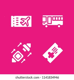 transport icon set. With plane ticket, bus and seatbelt  vector icons for graphic design and web