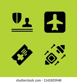 transport icon set. With plane ticket, check point and plane  vector icons for graphic design and web
