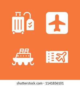 transport icon set. With plane ticket, ship and plane  vector icons for graphic design and web
