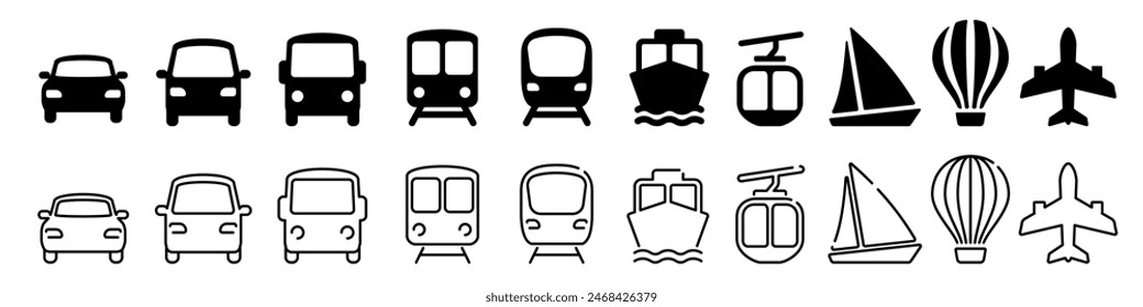 Transport icon set. Public Transportation icons.