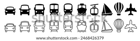 Transport icon set. Public Transportation icons.