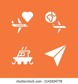 transport icon set. With ship, flight and airplane  vector icons for graphic design and web