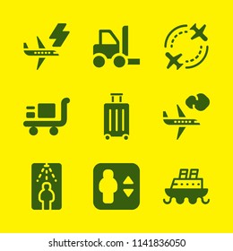 transport icon set. With ship, flight and security gate  vector icons for graphic design and web