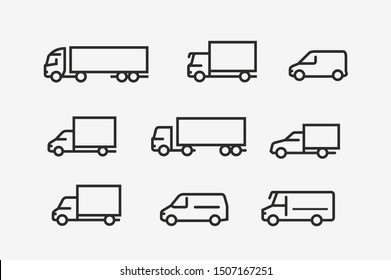 Transport icon set. Transportation in linear style. Vector illustration