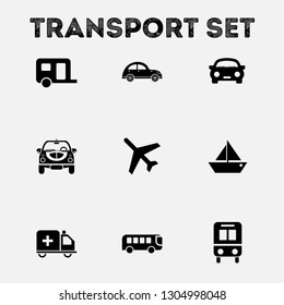 transport icon set. Trasport vector with car, taxi, airplane icon