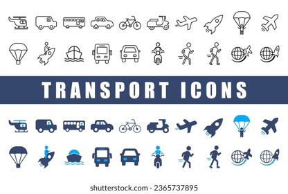 Juego de iconos de transporte. Icono de vector