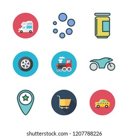 transport icon set. vector set about loading, caravan, motorcycle and jam icons set.