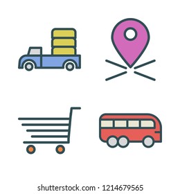 transport icon set. vector set about car, shopping cart, bus and placeholder icons set.