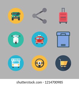 transport icon set. vector set about carts, suitcase, box and motorbike icons set.