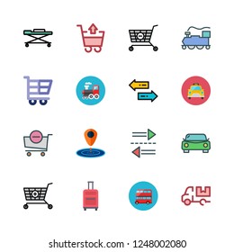 transport icon set. vector set about car, train, taxi and suitcase icons set.