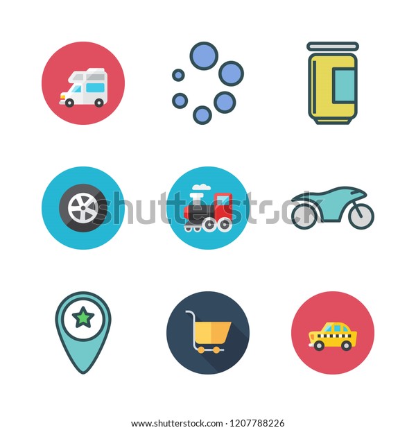 transport icon set. vector set about loading,\
caravan, motorcycle and jam icons\
set.