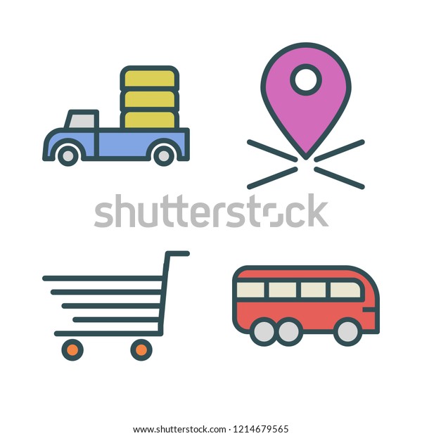 transport icon set. vector set about car,\
shopping cart, bus and placeholder icons\
set.