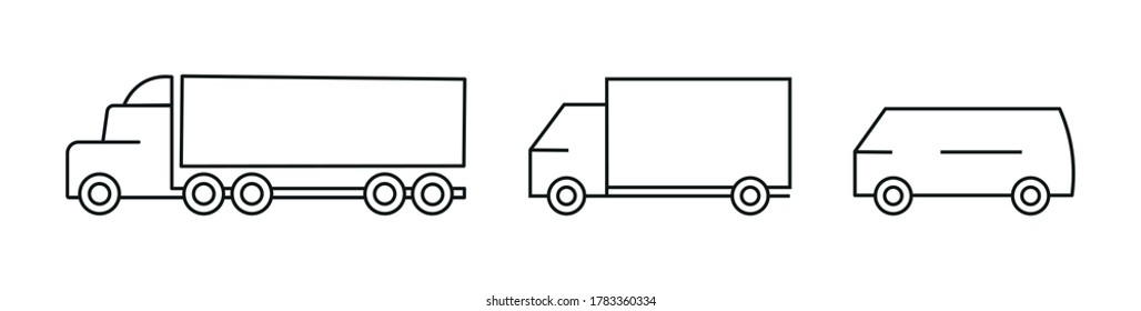 Transport icon set . Vector transport logo collection . Express delivery trucks. Transport logistic , transport . Truck , car , wagon.