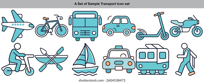 Transport Icon Set Vector, Vehicle and Travel Graphics