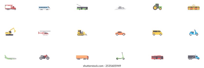 Transport icon set. Vehicle icon. Transport types icon. Vehicle types icon. Vector Illustration. Vector Graphic. EPS 10 