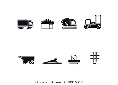 Transport Icon Set – Yacht, Fuel Pump, Eco Car  Order Placement