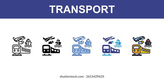  Transport icon sets with five styles
