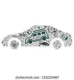 Transport icon in the supercar shape, vector file for EPS10
