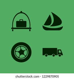 transport icon. transport vector icons set baggage cart, ship, car wheel and truck