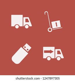 transport icon. transport vector icons set truck, fast delivery truck, handcart and flash driver