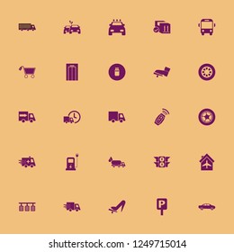 transport icon. transport vector icons set car charger, car wash, oil truck and wheel