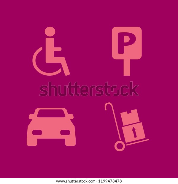 transport icon. transport vector icons set\
parking sign, disabled sign, car and\
handcart