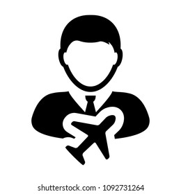 Transport icon vector male user person profile avatar symbol for transportation in flat color glyph pictogram illustration