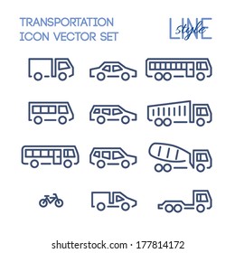 Transport Icon Vector Set Line Style