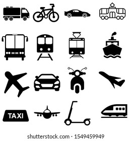 Transport icon vector set. Transportation illustration symbol collection. Travel sign or logo.