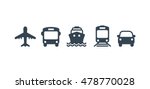 Transport icons. Airplane, Public bus, Train, Ship/Ferry and auto signs. Shipping delivery symbol. Air mail delivery sign. Vector