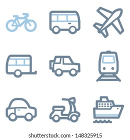 Transport icons, blue line contour series