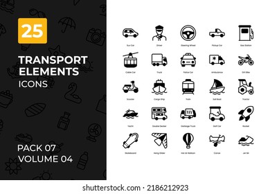 Transport Icons Collection. Set contains such Icons as bus, truck, sports car, car, and more.