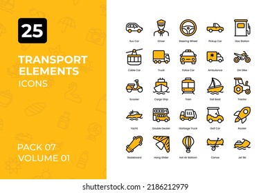 Transport Icons Collection. Set contains such Icons as bus, truck, sports car, car, and more.