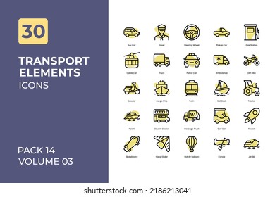 Transport Icons Collection. Set contains such Icons as bus, truck, sports car, car, and more.