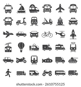 Transport icons collection set in flat style. Transportation vector illustration on isolated background. Vehicle sign business concept.