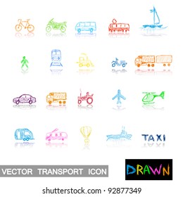 Transport icons in drawn style.