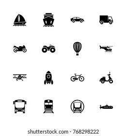 Transport icons - Expand to any size - Change to any colour. Flat Vector Icons - Black Illustration on White Background.