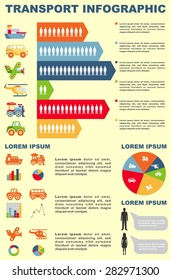Transport icons in a flat style. Vector illustration of transportation infographics.