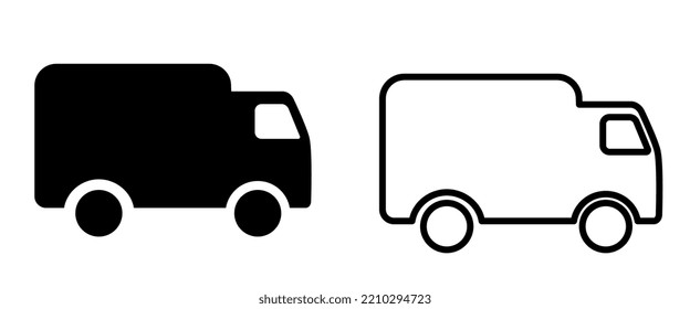 Transport icons. Freight transport, editable stroke. The concept of transportation and delivery of goods and orders.