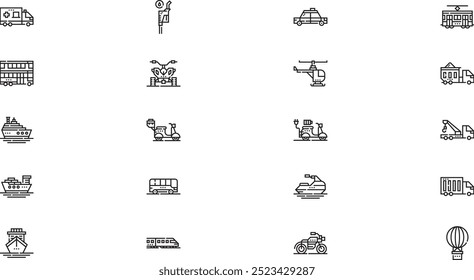 Transport icons High-Quality Vector Icons Collection with Editable Stroke. Ideal for Professional and Creative Projects.