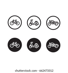 Transport icons, line vector.
