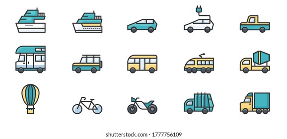 Transport icons line vector  illustration