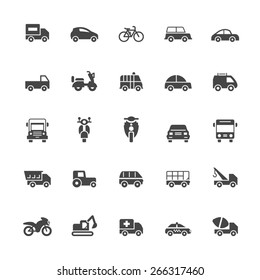 Transport icons on White Background Vector Illustration 