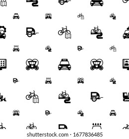 transport icons pattern seamless. Included editable filled Bike rental map, Taxi service, Car wash service, pet trailer, Brougham, Bike tour icons. transport icons for web and mobile.