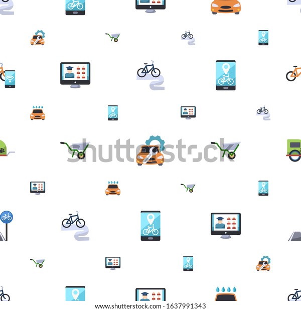 transport icons\
pattern seamless. Included editable flat Bike tour, Car repair\
service, Car wash service, Free Shipping, Wheelbarrow icons.\
transport icons for web and\
mobile.