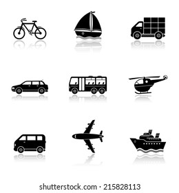Transport icons with reflection