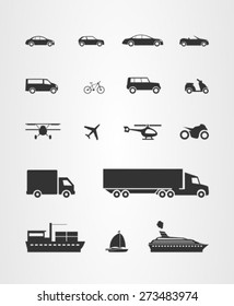 Transport icons set ,cars trucks and commercial transport