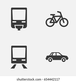Transport Icons Set. Collection Of Bicycle, Railroad, Railway And Other Elements. Also Includes Symbols Such As Monorail, Bike, Train.